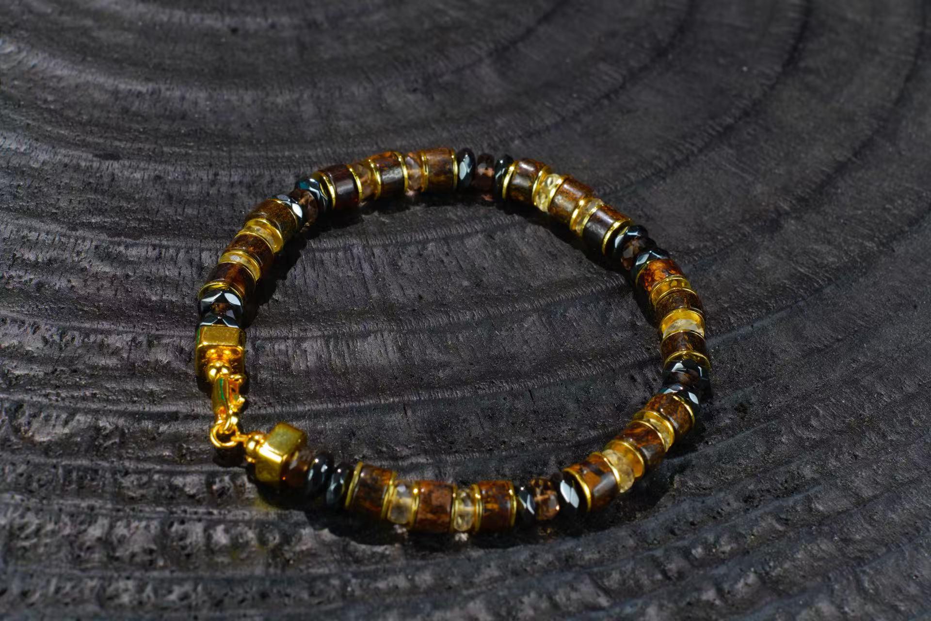 Bronzite and Smoky Quartz Bracelet